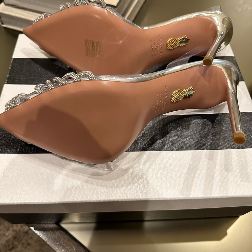 In stores Aquazzura Slingback Gatsby Shimmery Halter Heels - Picture 3 of 3